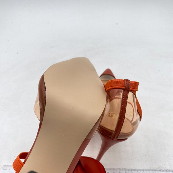 FSJ Orange Clear High Heel Pump D'Orsay Pointed Toe Ankle Strap Lace Up Sandal - Picture 5 of 7